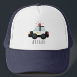 Boys Cute Police Car and Name Kinder Trucker Pet<br><div class="desc">Deze schattige en moderne kinder vrachtwagenchauffeur is uitgerust met een politiewagen en een sirene cartoon en ruimte voor je om de naam van je jongen toe te voegen. Het perfecte cadeau voor elke kleine die politieman wil worden.</div>
