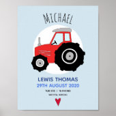 Boys Cute Red Boerderij Tractor Baby ursery Poster (Voorkant)