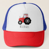 Boys Cute Red Tractor Boerderij en naam Kind Trucker Pet (Voorkant)