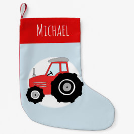 Boys Cute Red Tractor Doodle en Name Kleine Kerstsok