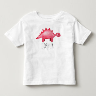 Boys Cute Red Waterverf Dinosaur en Name Kinder Kinder Shirts