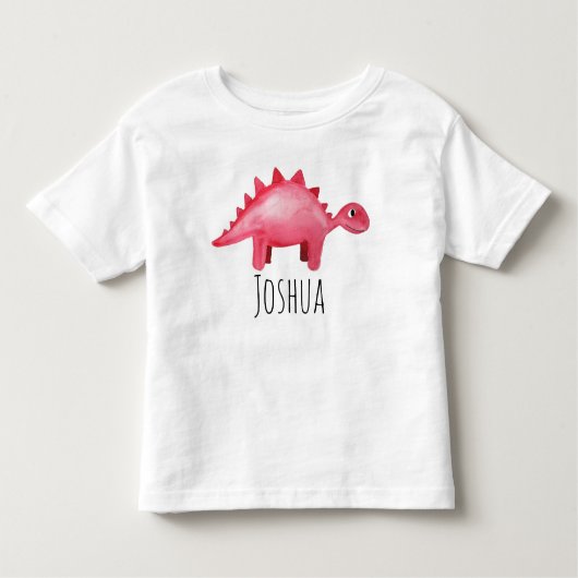 Boys Cute Red Waterverf Dinosaur en Name Kinder Kinder Shirts (Voorkant)