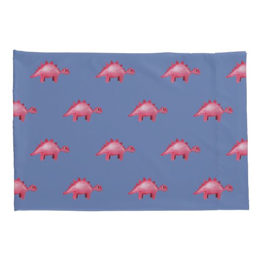 Boys Cute Red Waterverf Dinosaur en Name Kinder Kussensloop (Achterkant-Rechts)