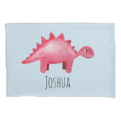 Boys Cute Red Waterverf Dinosaur en Name Kinder Kussensloop (Voorkant-Links)