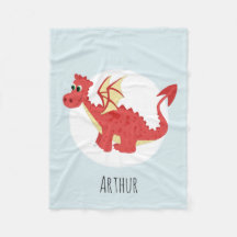 Boys Cute Red Welsh Dragon Cartoon met naam Kinder