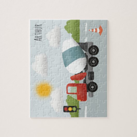 Boys Cute Road Construction Cartoon Kinder Legpuzzel (Verticaal)