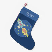 Boys Cute Rocket Space en naam Kleine Kerstsok (Voorkant (Hangend))