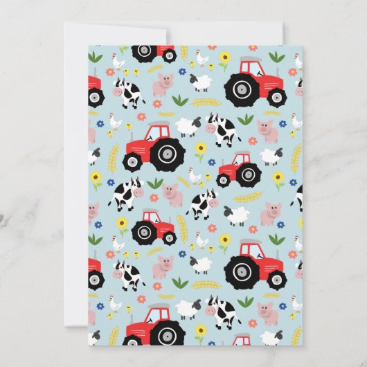 Boys Cute Rustic Boerderij Red Tractor Baby shower Kaart (Achterkant)