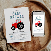 Boys Cute Rustic Boerderij Red Tractor Baby shower Kaart