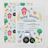 Boys Cute Rustic Country Boerderij Tractor Baby sh Kaart (Voorkant / Achterkant)