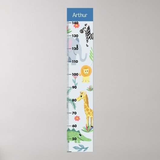 Boys Cute Safari Animals Elephant CM Growth Chart Poster (Voorkant)