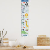Boys Cute Safari Animals Elephant CM Growth Chart Poster (Keuken)