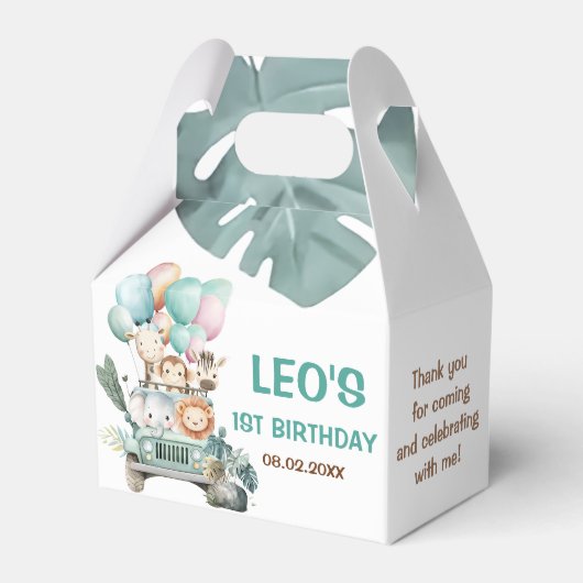 Boys Cute Safari Birthday  Bedankdoosjes (Voorkant Zijde)