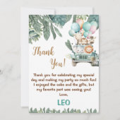 Boys Cute Safari Birthday  Bedankkaart (Voorkant)