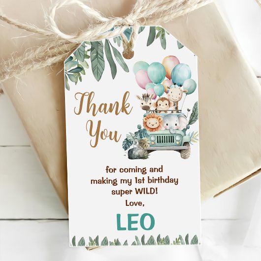 Boys Cute Safari Birthday Cadeaulabel