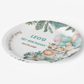 Boys Cute Safari Birthday Papieren Bordje (Gekanteld)