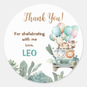 Boys Cute Safari Birthday  Ronde Sticker (Voorkant)