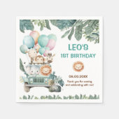 Boys Cute Safari Birthday Servet (Voorkant)