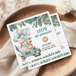 Boys Cute Safari Birthday Servet