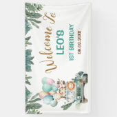 Boys Cute Safari Birthday  Spandoek (Verticaal)