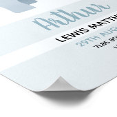 Boys Cute Safari Elephant Birth Stats Baby Nursery Poster (Hoek)