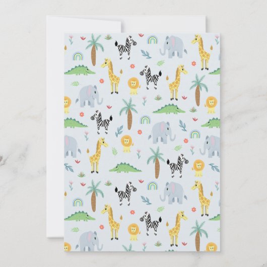 Boys Cute Safari Oerwoud Giraffe Baby shower Kaart (Achterkant)