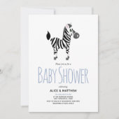 Boys Cute Safari Oerwoud Zebra Baby shower Kaart (Voorkant)