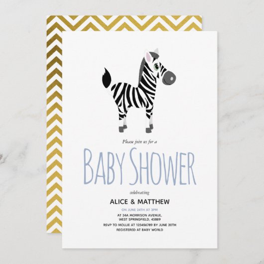 Boys Cute Safari Oerwoud Zebra Baby shower Kaart (Voorkant / Achterkant)