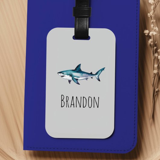 Boys Cute Shark Kids Bagagelabel