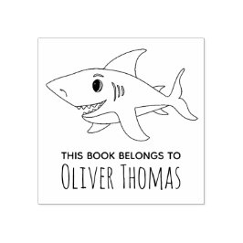 Boys Cute Shark Kinder Bookplate Rubberstempel