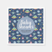 Boys Cute Space Alien Pattern Baby shower Napkins Servet (Voorkant)
