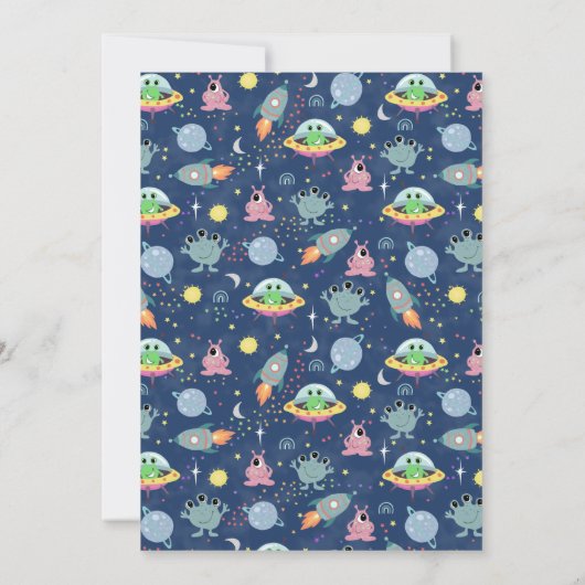 Boys Cute Space Alien Rocket Shiket Baby shower Bedankkaart (Achterkant)
