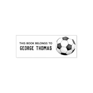 Boys Cute Sports Soccer Kinder School Bookplate Zelfinktende Stempel
