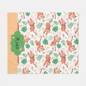 Boys Cute Tiger Wild Oerwoud Safari Kinder naam Fleece Deken (Voorkant (Horizontaal))
