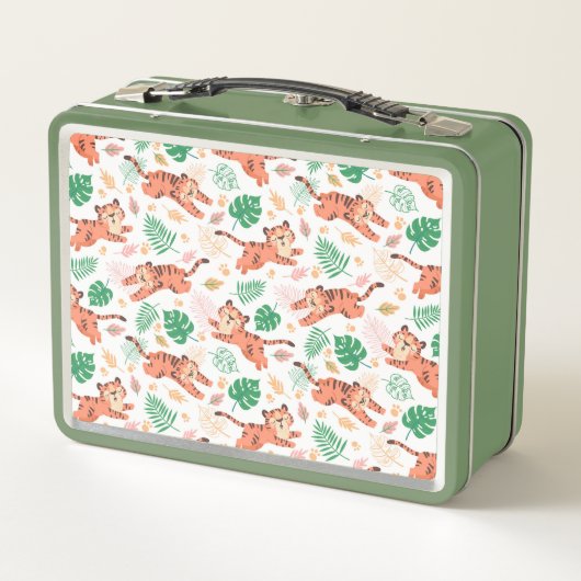 Boys Cute Tiger Wild Oerwoud Safari, met naam Kind (Achterkant)