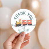 Boys Cute Train Kids Birthday Thank You Favor Ronde Sticker