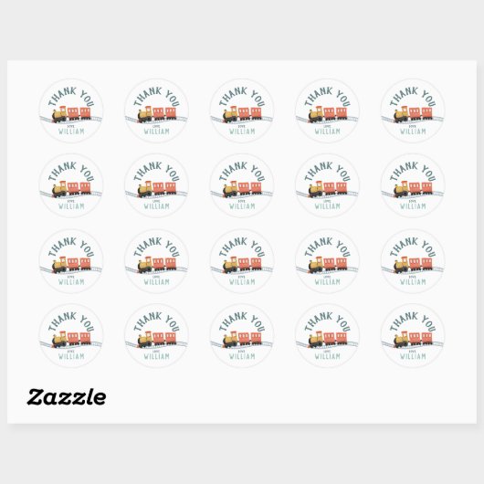 Boys Cute Train Kids Birthday Thank You Favor Ronde Sticker (Vel)