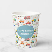 Boys Cute Transport Car Pattern Kinderen Birthday Papieren Bekers (Achterkant)