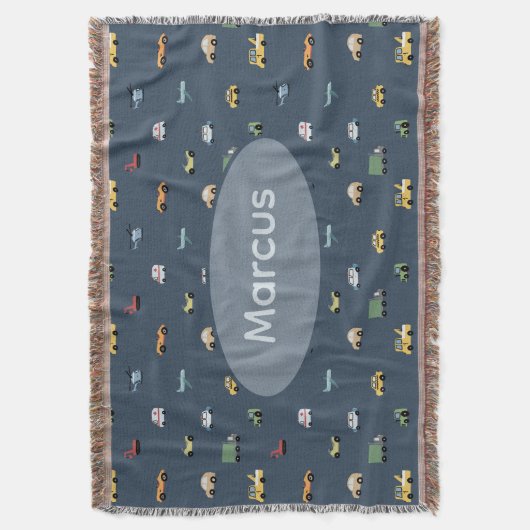 Boys Cute Transport Car Pattern monogram Kids Deken (Voorkant Verticaal)