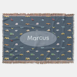 Boys Cute Transport Car Pattern monogram Kids Deken
