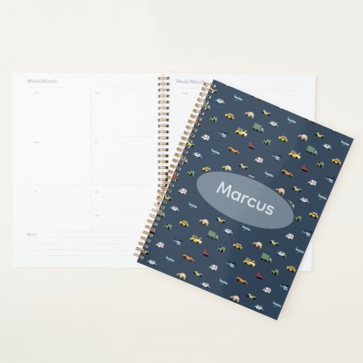 Boys Cute Transport Car Pattern monogram Kids Planner (Display)