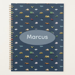 Boys Cute Transport Car Pattern monogram Kids Planner