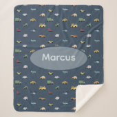 Boys Cute Transport Car Pattern monogram Kids Sherpa Deken (Voorkant)