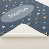 Boys Cute Transport Car Pattern monogram Kids Sherpa Deken (3/4)