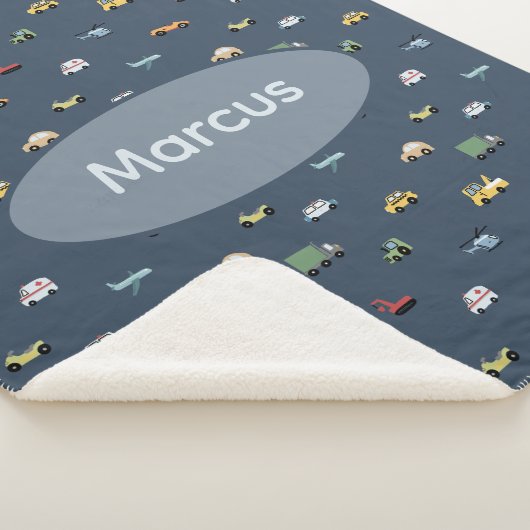 Boys Cute Transport Car Pattern monogram Kids Sherpa Deken (3/4)