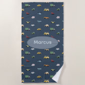 Boys Cute Transport Car Pattern monogram Kids Strandlaken (Voorkant)