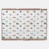 Boys Cute Transport Car Pattern Monogram Name Kids Deken (Voorkant)