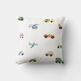Boys Cute Transport Car Pattern Monogram Name Kids Kussen