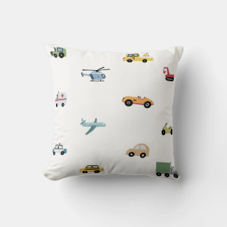 Boys Cute Transport Car Pattern Monogram Name Kids Kussen