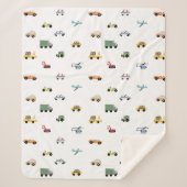 Boys Cute Transport Car Pattern Monogram Name Kids Sherpa Deken (Voorkant)
